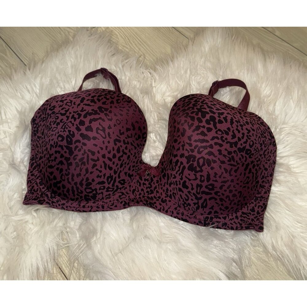 Parfait Jeanie Full Busted Plunge Bra Lined UW Animal Print Womens 36I Purple